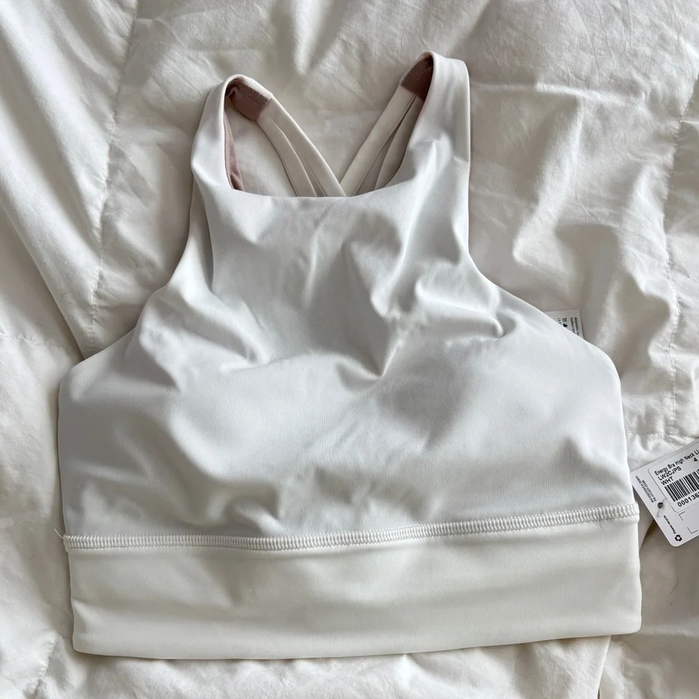 NWT • Lululemon • High-Neck Longline Bra Medium Support • B-D Cups• Size 4 White - Picture 3 of 5